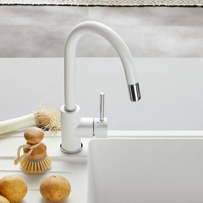 Minimalist Gooseneck Hot And Cold Kitchen Pull-Out Faucet